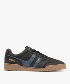 GEMO Baskets homme rétro en suédine et avec bandes latérales - Lee Cooper noir vif