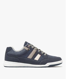GEMO Baskets homme style denim avec bandes latérales et à lacets bleu chine