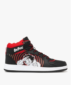 GEMO Baskets homme mid-cut à zip et à lacets Luffy - One Piece noir vif
