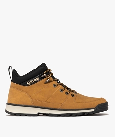 GEMO Boots homme montantes à lacets ronds bicolores sportswear - Schott jaune standard
