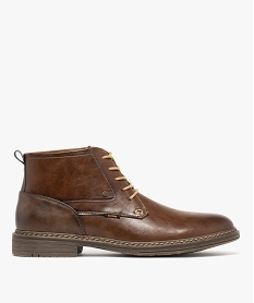 GEMO Boots homme à lacets contrastants et bout amande marron chine