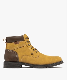 GEMO Boots homme en suédine à lacets bicolores et à zip marron vif