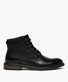 GEMO Boots homme casual à lacets avec col moussé noir vif