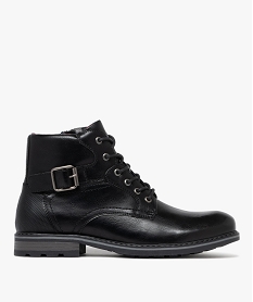 GEMO Boots homme casual avec bride à boucle fantaisie et zip noir vif