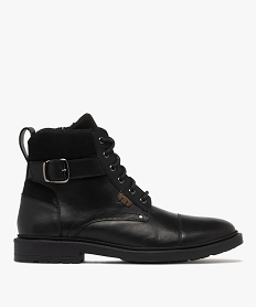 GEMO Boots homme casual dessus en cuir et à bout droit style Balmoral noir vif