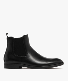 GEMO Boots homme Chelsea bout amande dessus lisse noir vif