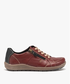 GEMO Derbies femme confort dessus uni à zip et à lacets - Softrelax Rouge