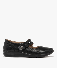 GEMO Ballerines confort à double bride scratch femme noir standard