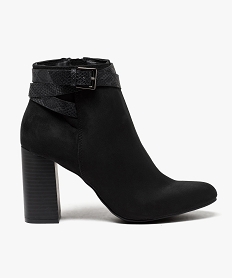 GEMO Boots femme zippées à talon carré et semelle crantée col plissé Rouge