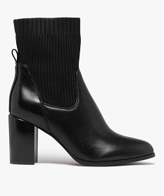 GEMO Bottines femme à talon avec col chaussette et bout amande noir standard