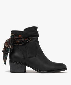 GEMO Boots femme fourrées à talon carré avec foulard noué style vintage noir standard
