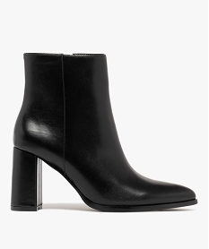 GEMO Boots femme à talon et bout pointu avec zip noir standard