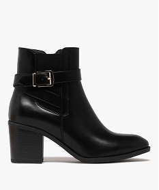 GEMO Boots femme à talon carré et bout amande avec zip intérieur noir standard