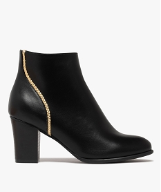 GEMO Boots femme à talon et zip avec liseré tressé et doré noir standard