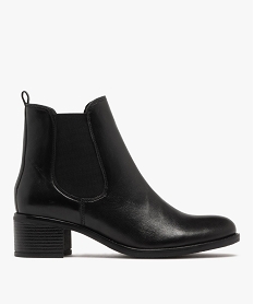 GEMO Bottines femme à talon dessus en cuir et bout amande style Chelsea - Tanéo noir standard