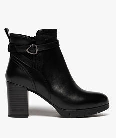 GEMO Boots femme à talon haut avec zip et bride à boucle fantaisie noir standard