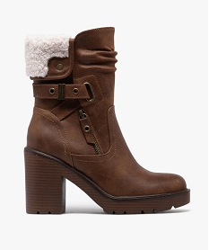 GEMO Boots à talon fourrées femme marron standard