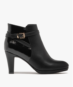 GEMO Bottines femme à talon fin avec détail vernis et à zip noir standard