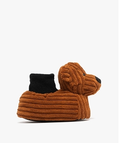 GEMO Chaussons garçon en volume ours en velours côtelé avec col chaussette marron chine
