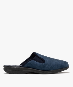 GEMO Chaussons homme mules confort en velours intérieur motif à carreaux Bleu