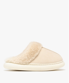 GEMO Chaussons femme mules à col duveteux et semelle plateforme - Banana Moon nude