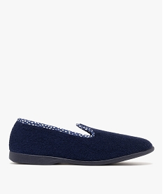 GEMO Chaussons femme pantoufles confort liseré petits coeurs Bleu