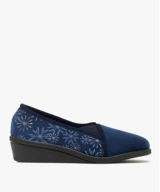 GEMO Chaussons femme pantoufles confort à semelle compensée bleu standard