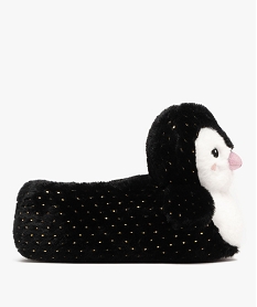 GEMO Chaussons femme en volume pingouin à paillettes noir standard