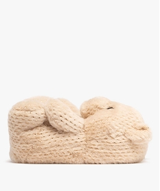 GEMO Chaussons femme en volume ours en peluche à pois dorés beige standard