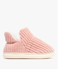 GEMO Chaussons femme boots en velours côtelé avec col ajouré rose standard