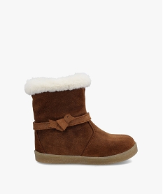 GEMO Boots bébé fille avec col fourré dessus cuir uni – NA! marron standard