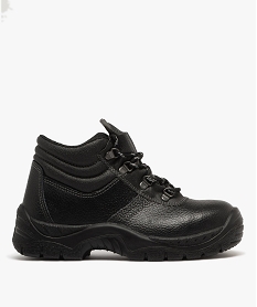 GEMO Chaussures de sécurité femme mid-cut dessus en cuir grainé et à lacets noir vif
