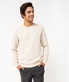 GEMO Sweat en maille texturée effet rayé homme blanc chine