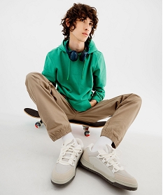 GEMO Sweat à capuche intérieur molletonné homme vert chine