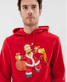 GEMO Sweat de Noël à capuche imprimé homme - Les Simpsons rouge standard