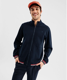 GEMO Sweat zippé en maille piquée homme Bleu