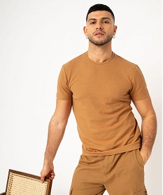 GEMO Pantalon cargo en lin à taille élastiquée homme marron standard