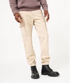 GEMO Pantalon cargo coupe straight en coton stretch homme beige taupe