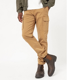 GEMO Pantalon cargo coupe straight en coton stretch homme marron standard