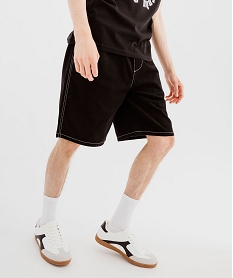 GEMO Bermuda en toile de coton à taille élastiquée homme noir standard