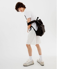 GEMO Bermuda en toile de coton à taille élastiquée homme blanc standard
