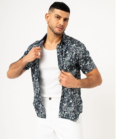 GEMO Chemise manches courtes à motifs fleuris homme imprime feuillage