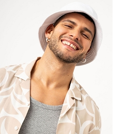 GEMO Chemise manches courtes et col cubain fine et fluide homme imprime geometrique