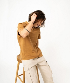 GEMO Polo à manches courtes en maille texturée homme marron standard