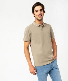 GEMO Polo à manches courtes et finitions fantaisie homme Brun