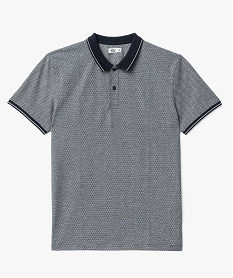 GEMO Polo manches courtes à micro motifs jacquard homme Bleu