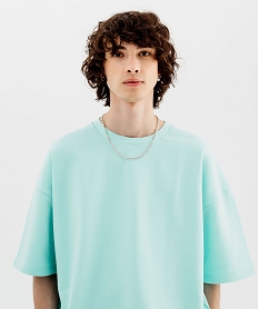GEMO Tee-shirt maille sweat coupe loose homme Bleu