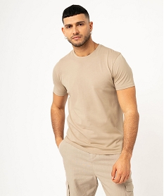 GEMO Tee-shirt à manches courtes et col rond homme Beige