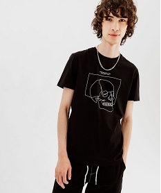 GEMO Tee-shirt manches courtes imprimé homme noir standard