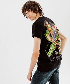 GEMO Tee-shirt manches courtes imprimé devant et dos homme - Dragon Ball noir standard